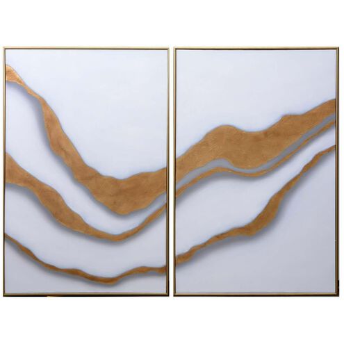 Gold Abyss 60 X 40 inch Hand Painted Art, Set Of 2